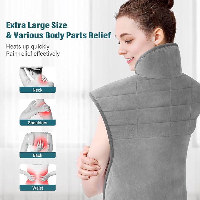 Heating Pad for Neck and Shoulders, Heated Pad for Back Pain Relief and Cramps, Heat Pads Gifts for Women Mom Grandma Wife, Mothers Day, Birthday Gifts for Men Dad, 6 Heat Settings 4 Auto-Off, 22"x35"