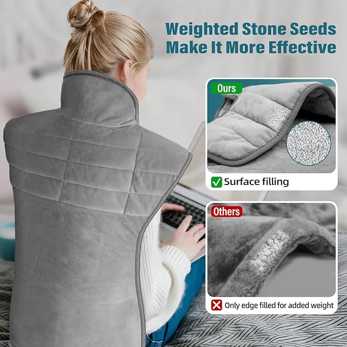 Heating Pad for Neck and Shoulders, Heated Pad for Back Pain Relief and Cramps, Heat Pads Gifts for Women Mom Grandma Wife, Mothers Day, Birthday Gifts for Men Dad, 6 Heat Settings 4 Auto-Off, 22"x35"