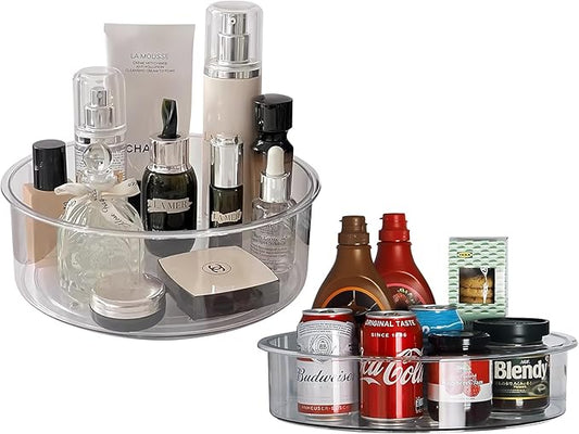 2 Pack Lazy Susan, 11.5 Inch Lazy Susan Organizer, 360 Degree Swivel, for Kitchen, Pantry, Refrigerator, Bathroom and Vanity Countertops (Clear) (2P-11.5 Inch)