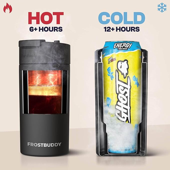 Frost Buddy Universal Can Cooler - Fits all - Stainless Steel Can Cooler for 12 oz & 16 oz Regular or Slim Cans & Bottles - Stainless Steel (Tactical Green)