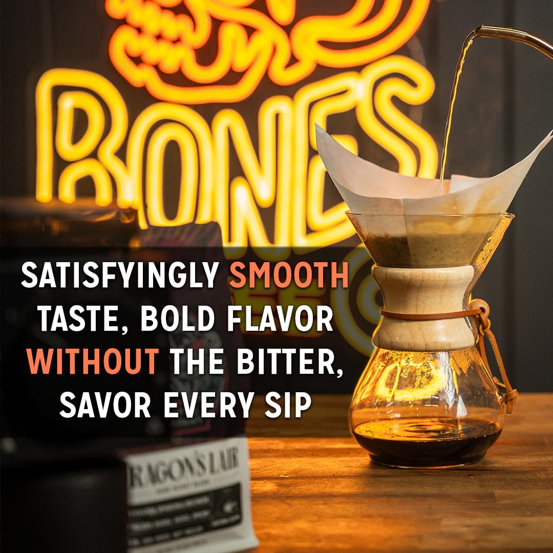 Bones Coffee Company Berry Chocolate Stardust, Berries and White Chocolate Flavored Coffee, Medium Roast Low Acid Arabica Beans For Auto drip and French Press Coffee Maker, 12 Oz Whole Bean