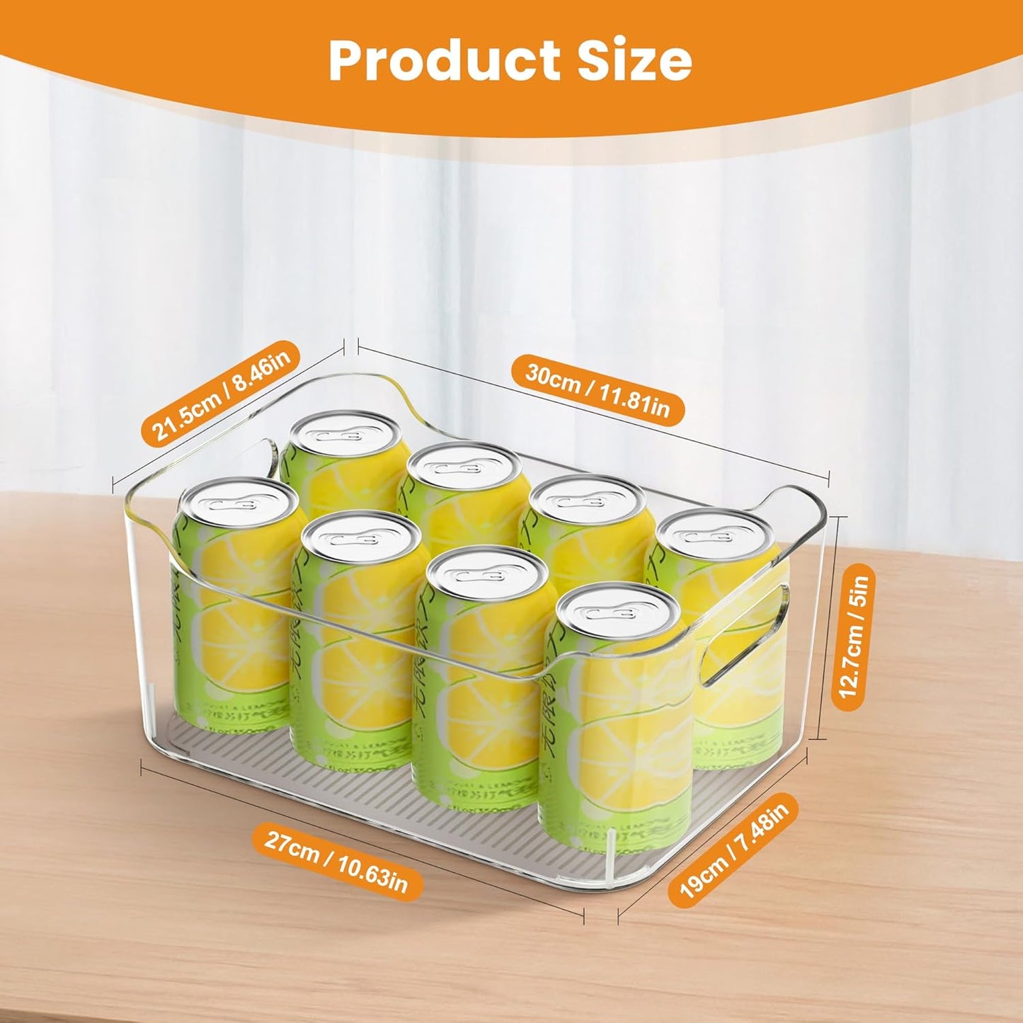 Clear Plastic Storage Bins-Pantry Organizers & Storage Containers-Refrigerator Organizer Bins with Handle - Home Organization Must Haves for Kitchen (Clear 2 Pack-Large)