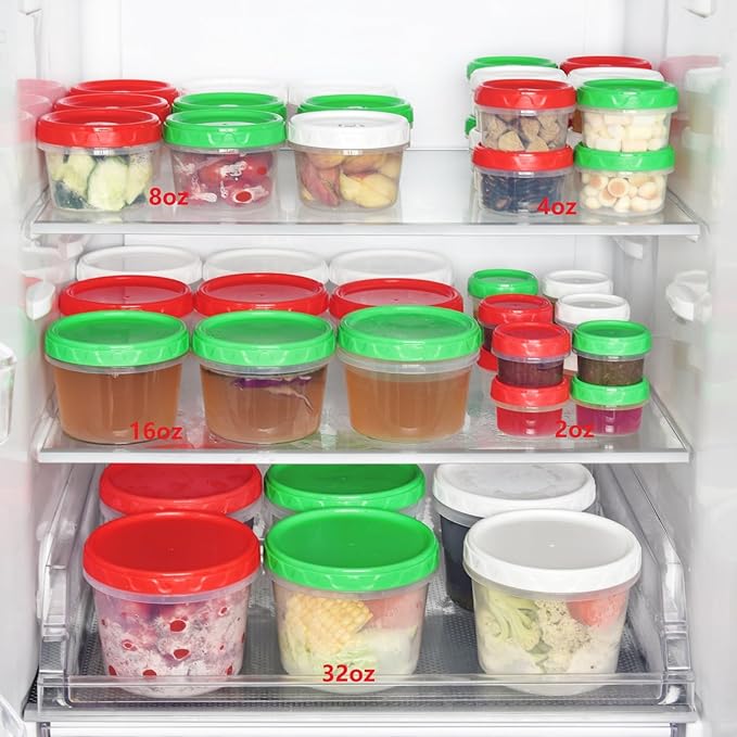 EONJOE 4oz Plastic Containers with Lids Reusable Dishwasher Freezer Safe Airtight, 6-Pack
