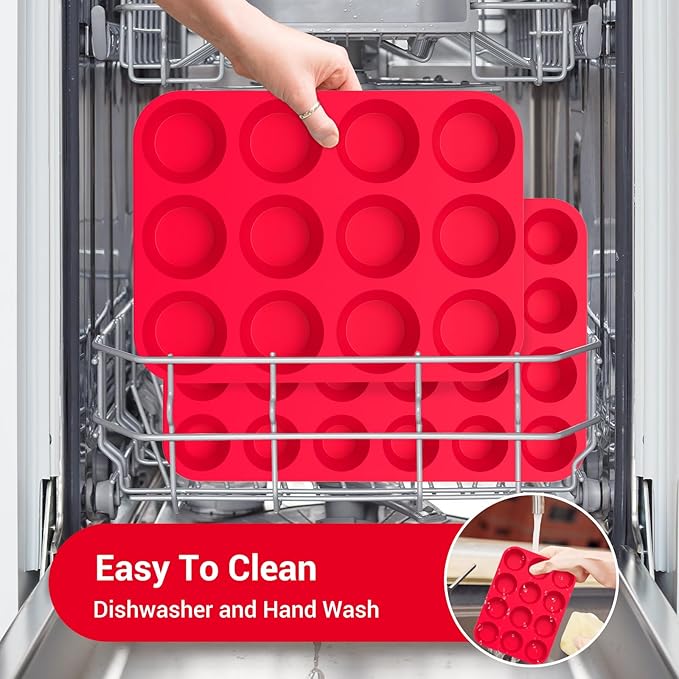 Redfly 3 Pack Silicone Muffin Pans for Baking & Cupcake Pan - 12 Cup Regular Size Silicone Molds, BPA Free Egg Bites Mold