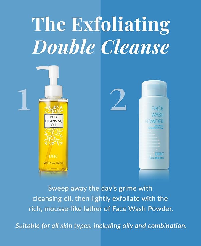 DHC Deep Cleansing Oil 4.1 Fl Oz. and Face Wash Powder 1.7 oz. Net wt.