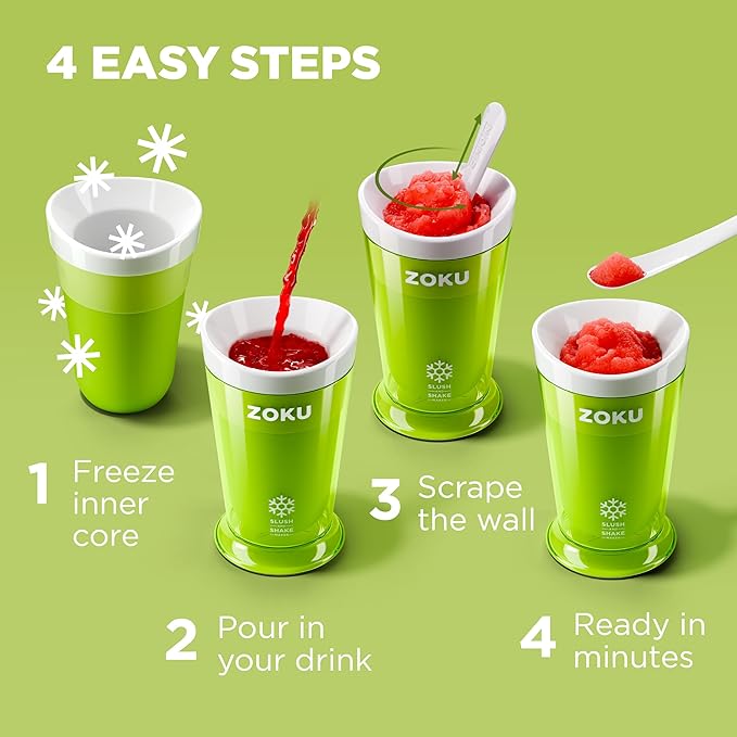 ZOKU Jumbo Slush and Shake Maker, Compact Make and Serve Cup with Freezer Core Creates Single-Serving Smoothies, Slushies and Milkshakes in Minutes, BPA-Free, Bright Blue