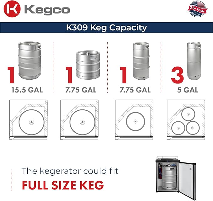 Kegco K309SS-2 24" Wide Dual Tap Stainless Steel Digital Kegerator