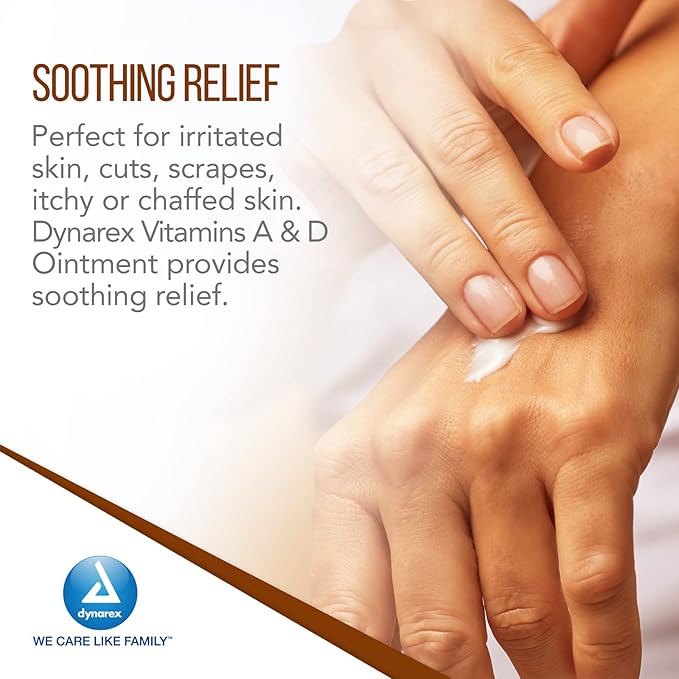 Dynarex Vitamins A & D Ointment, Vitamin A and Vitamin D Help Prevent & Treat Skin Irritation, Diaper Rash, White, 1 Box of 144 - 5g Packets