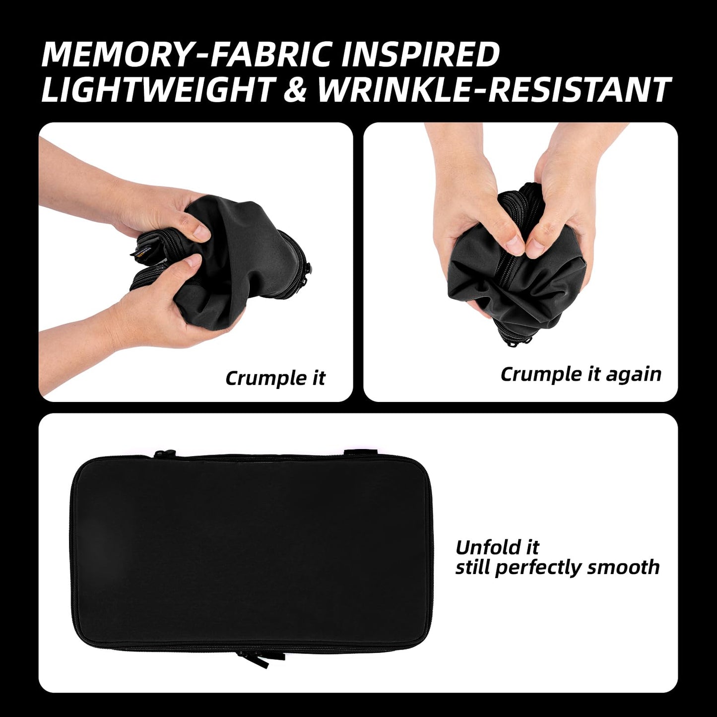 4 Piece Compression Packing Cubes for Suitcases and Backpack, Lightweight Travel Packing Organizers, Space Saving Luggage Bags (Black)