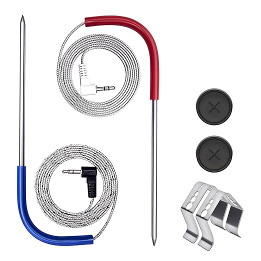2-Pack Meat Probe for Traeger Pellet Grill, Temperature Probes Replacement Parts 3.5mm Plug Thermometer Smoker Temp Accessories