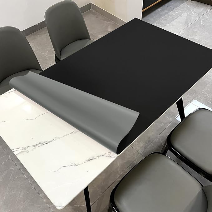 Leather Table Cover,1.8mm Thick,30x48 Inch Desk Cover,Large Desk Mat,Table Protector,Table Cover Protector,Table Top Protectors for Wood,Desk Writing Mat(Black+Gray,30x48)