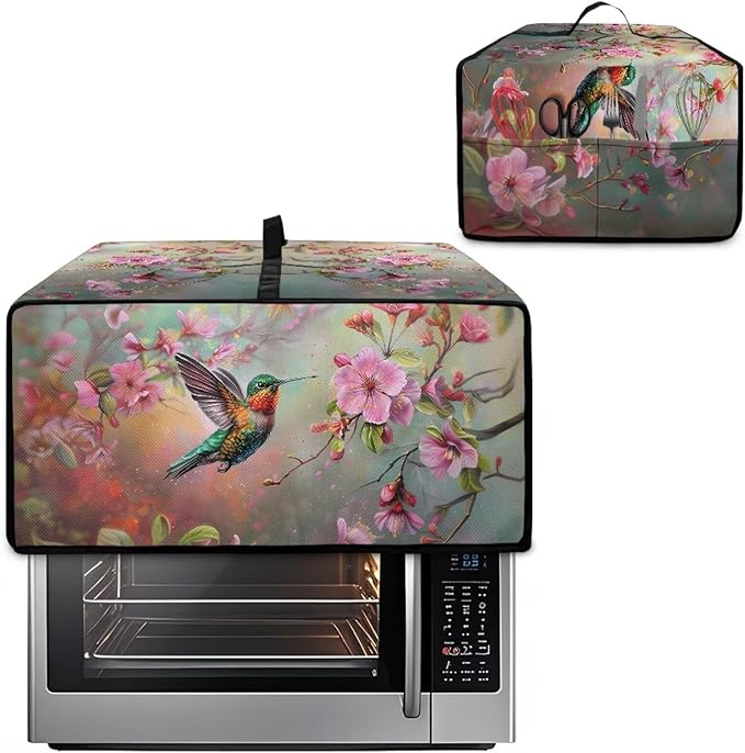 Air Fryer Toaster Oven Dust Cover Protective Microwave Oven Cover Small Appliance Protector Decorations Kitchen Accessories, S, Hummingbird Pink Flower