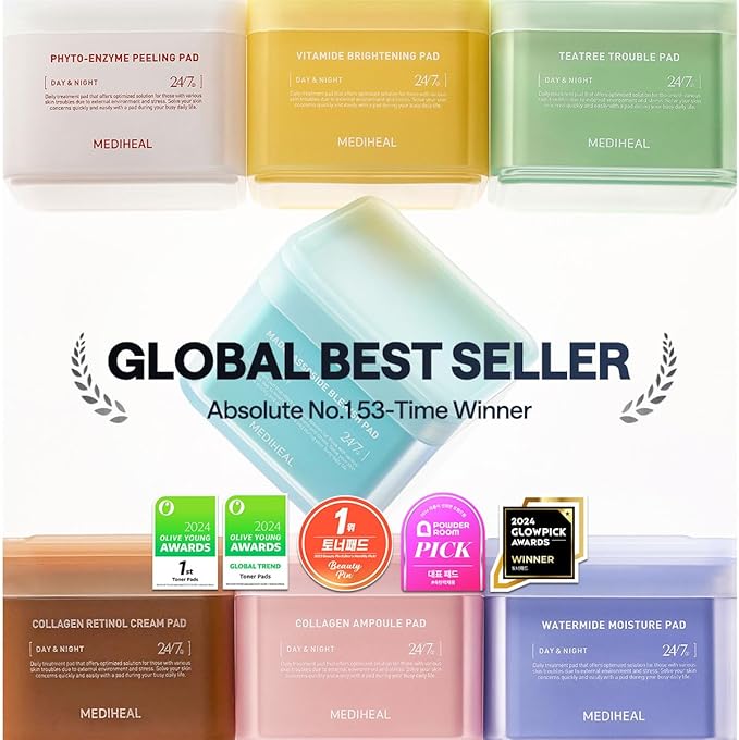MEDIHEAL Watermide Moisture Pad - Square Cotton Facial Toner Pads with Icelandic Glacial Water - Improve Skin Temperature, Hydrating to Dry, Puffy, Coarse Skin -Vegan Eco Silk,100 Pads