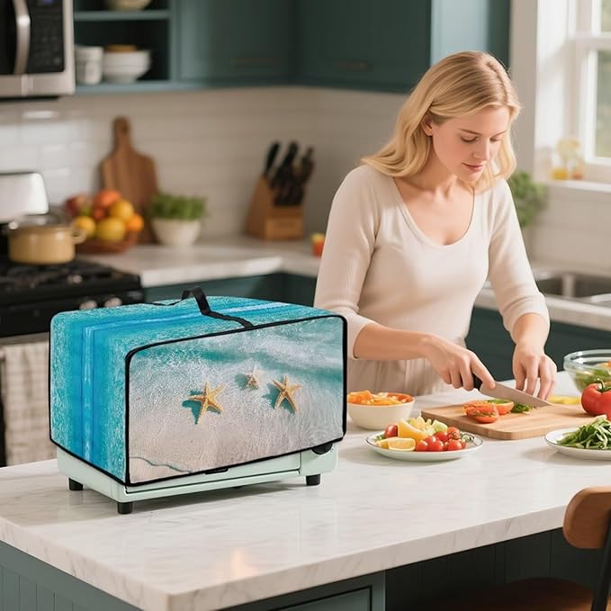 Convection Oven Cover Kitchen Countertop Appliance Covers Washable Convection Microwave Oven Protector 14.5 x 18.5 x 9 Inches, S, Beach Starfish Hawaii