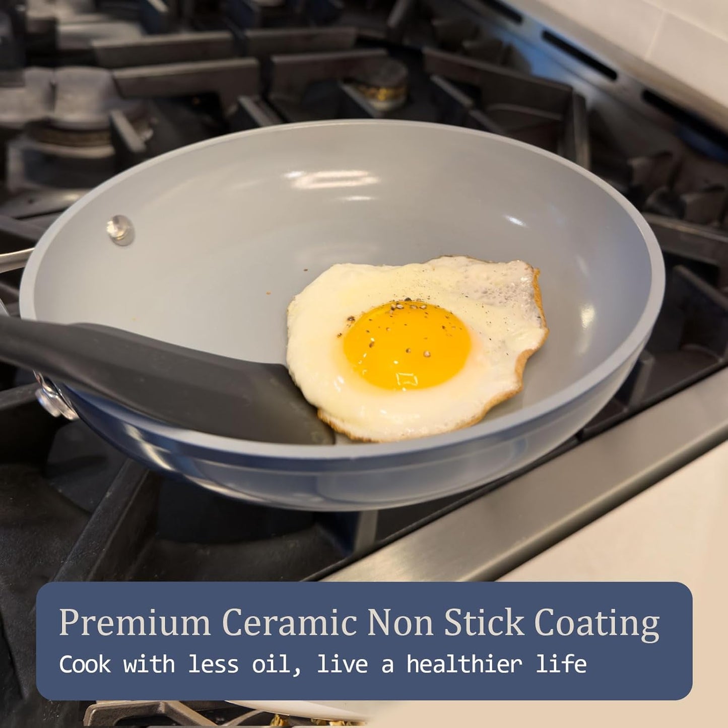 Nonstick Ceramic Sauté Pan with Lid (4.5 qt, 11"), Deep Frying Pan for All Cooktops - Non Toxic, PTFE/PFAS Free, Dishwasher & Oven Safe up to 500°F - with Stay Cool Handle - Avocado Green