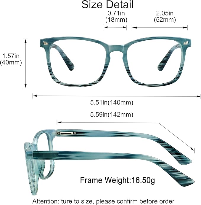 YEIN Bifocal Reading Glasses with Blue Light Blocking Lenses, Bifocal Reader for Women and Men, Vintage Square frame with Spring Hinge (+0.00/+1.00 magnification)