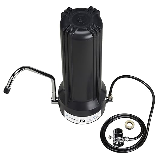 Home Master TMJRF2-BK Jr F2 Jr F2 Multi-stage Countertop Water Filter System, 500 gallon replaceable, Filters Fluoride Chlorine Chemicals Pesticides and more up to 93%