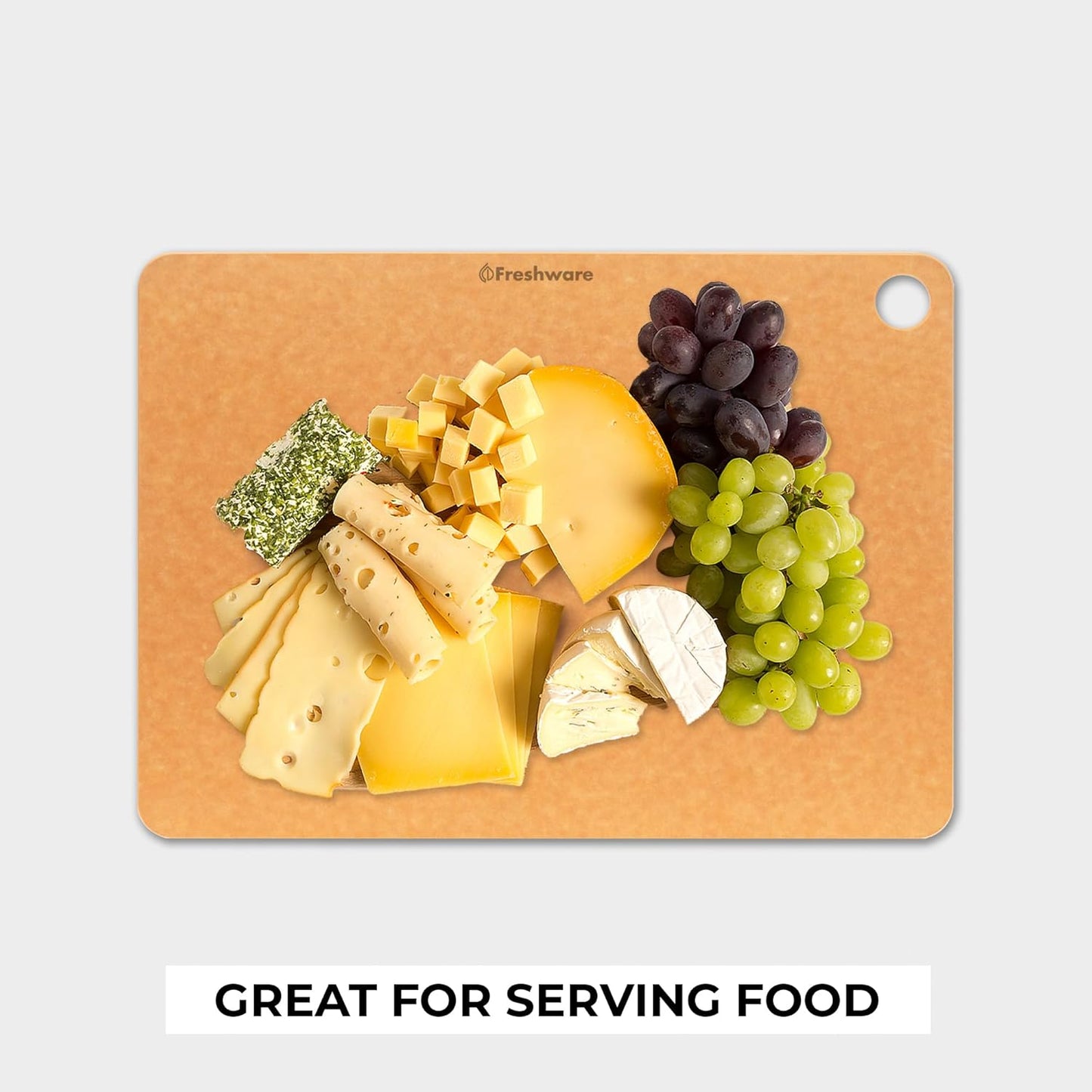Freshware Wood Cutting Board for Kitchen, Dishwasher Safe, X Large, 18" x 13", Natural Slate