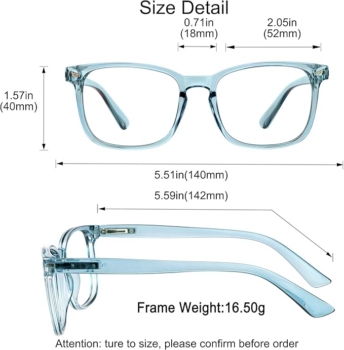 YEIN Bifocal Reading Glasses with Blue Light Blocking Lenses, Bifocal Reader for Women and Men, Vintage Square frame with Spring Hinge (+0.50/+3.00 magnification)