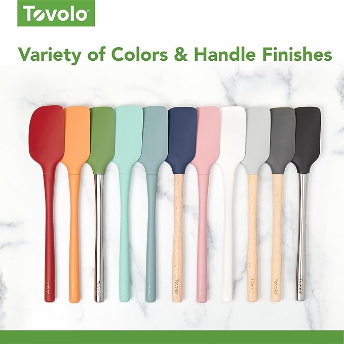 Tovolo Flex Core 5 Piece Silicone Spatula Set Heat Resistant All Silicone Utensils Include Non Stick Spatula Spoonula Jar Scraper, Dishwasher Safe BPA Free Spatulas for Baking Mixing, Black