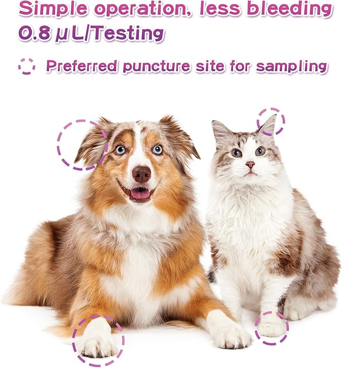 AssuTest® Blood Ketone Test Strips for Pets β-Ketone Farm Testing - Accurate, Easy-to-use Ketosis Detection Tool for Cows Cats and Dogs, Home Veterinary Supplies - 25 Pcs/Box with 25 Lancets