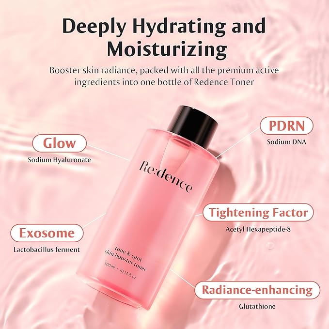 [Redence] Rice Bran Extract Deep Hydration Toner - Gentle Exfoliating, Soothing Mask Treatment, Ceramide Barrier Protection, Unscented for Sensitive Skin, 10.14 fl oz