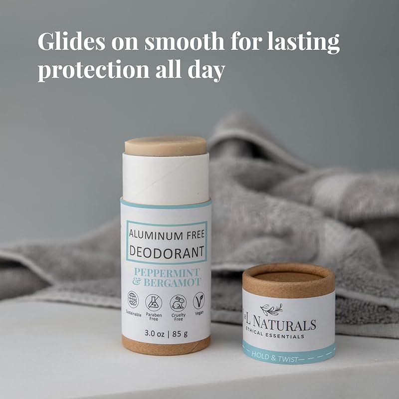 J&L Naturals Aluminum Free Deodorant for Men & Women | 100% Natural Ingredients With Coconut Oil, Shea Butter, & Essential Oils | Sustainable, Eco-Friendly (Peppermint & Bergamot, 3.0 Oz (Pack of 4))