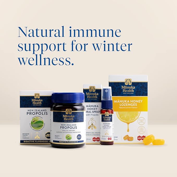 Manuka Health Manuka Honey Lozenges – 58 Lemon and Ginger Flavored Lozenges – Natural Throat Lozenges Infused with Raw Manuka Honey and Vitamin C for Immune Support