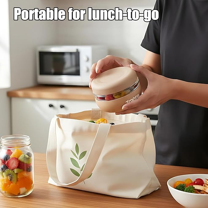 Tronco 24 oz Glass Lunch Bowl Container with Lid, Glass Food Containers, Leak & Spill Proof, Soup & Stew Food Storage Salad, Yogurt, Meal Prep, Airtight, Reusable, Dishwasher Safe, BPA-Free, Set of 1