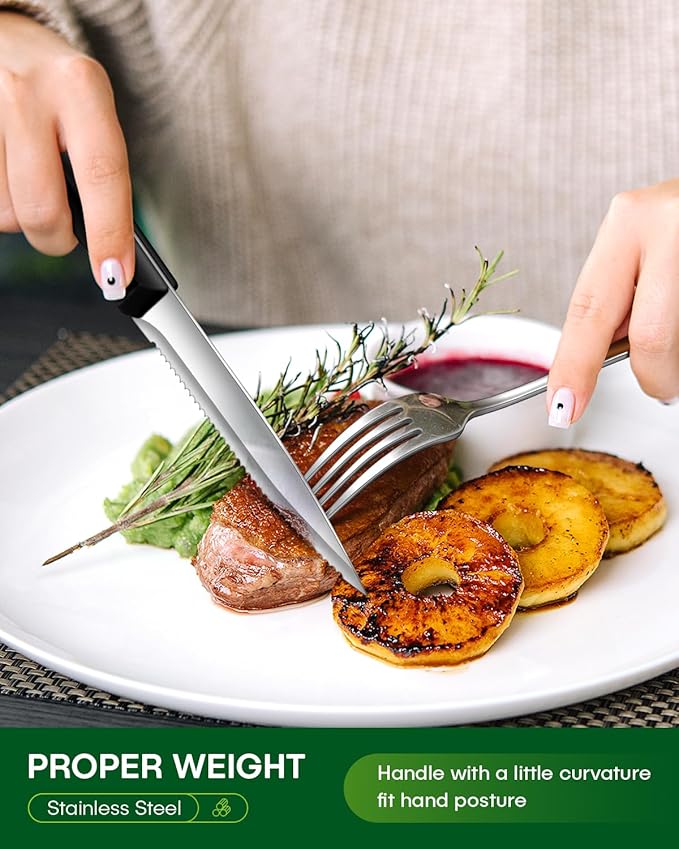 PHILIPALA 36 Pcs Silverware Set with Steak Knives Food-Grade Stainless Steel Flatware Set for 6 Mirror Cutlery Include Forks Spoons and Knives Set Dishwasher Safe Utensil Sets for Home Restaurant
