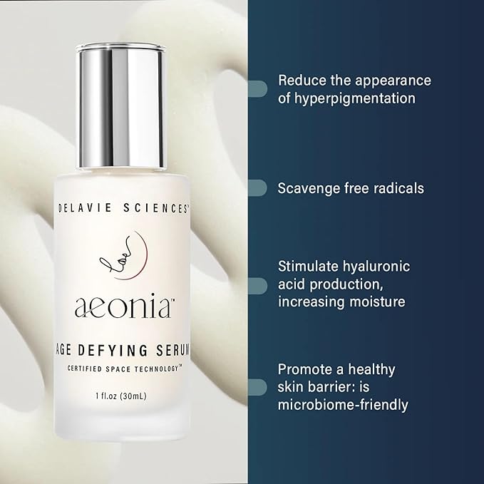 Aeonia Age-Defying Serum – Certified Space Technology Skincare, Anti-Aging Face Serum with Bacillus Lysate, Resveratrol – Hydrates, Firms, Smooths Skin Texture & Reduces Fine Lines, 1 Fl Oz