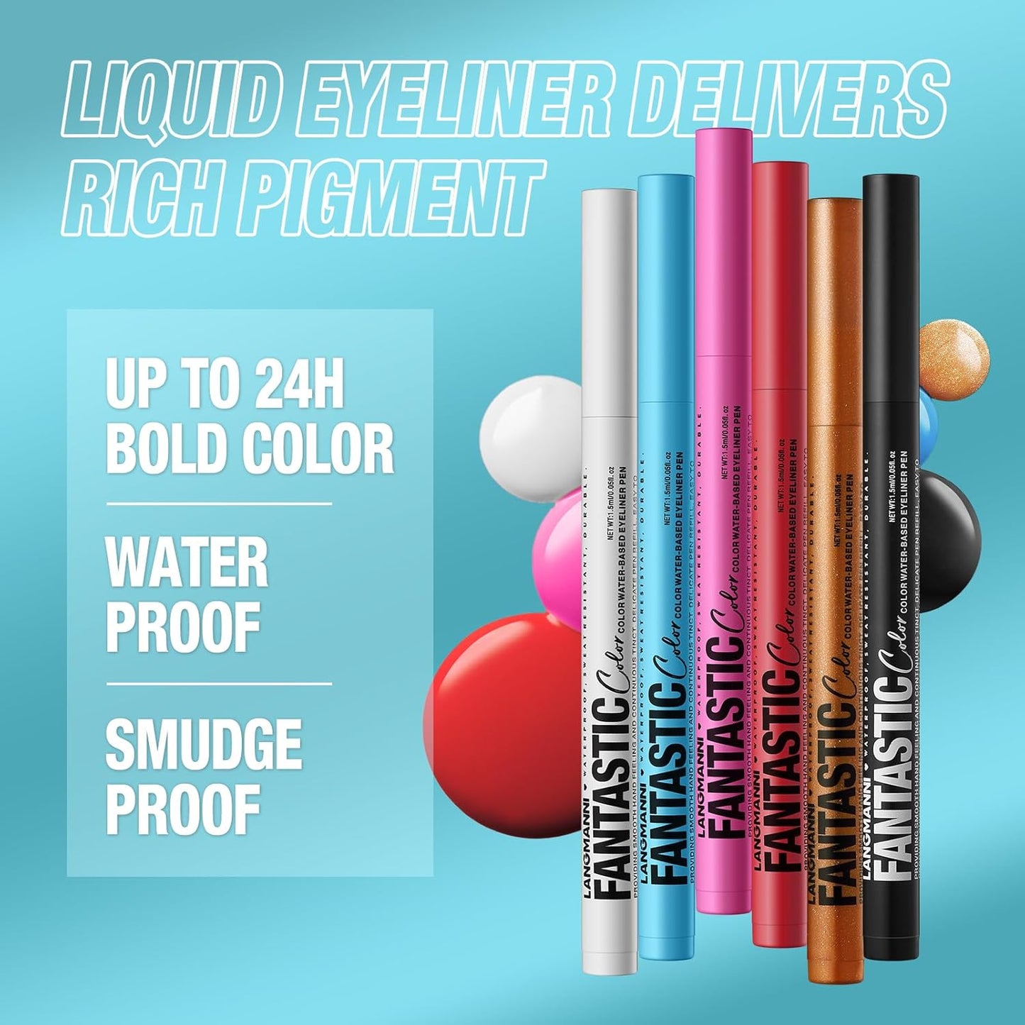 LANGMANNI 12 Colors Matte Liquid Eyeliner Set, Neon Colorful Pigmented With Long-lasting, Smudgeproof & Waterproof Eye Liner Makeup for Bold & Stunning Looks - Gift for Girls