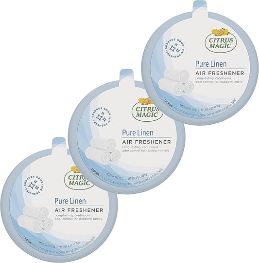 Citrus Magic Odor Absorbing Solid Air Freshener, Pure Linen, 8-Ounce, Pack of 3