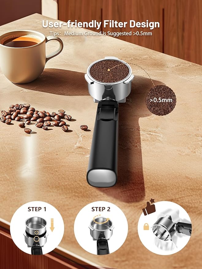 KEENSTAR Espresso Machine 20 Bar Coffe Maker with Rapid Cold Brew, Compact Espresso Maker for Hot and Cold Cappuccino, Latte, Stainless Steel Coffee Machines with 1200ml Removable Water Tank