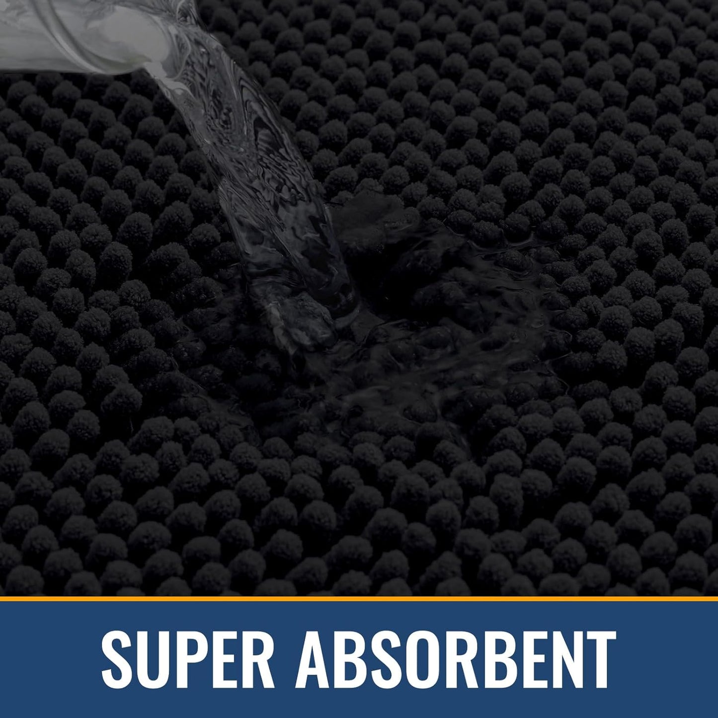 Arotive Bathroom Rugs 34x21, Extra Soft Absorbent Shaggy Chenille Bath Rugs, Machine Washable Rubber Backing Non-Slip Bath Mats for Bathroom Floor Tub and Shower, Home Decor Accessories, Black