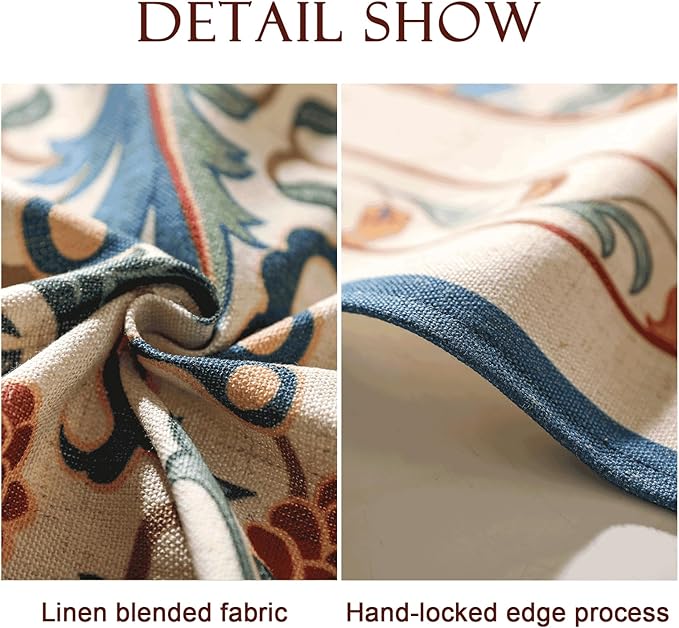patdrea Designer Vintage Linen Small Square Tablecloth,French Anti-Wrinkle Durable Floral Table Cloth,Colorful Table Cover for Kitchen Dining,Parties,Christmas,Thanksgiving,Party,55"x55"-Puno