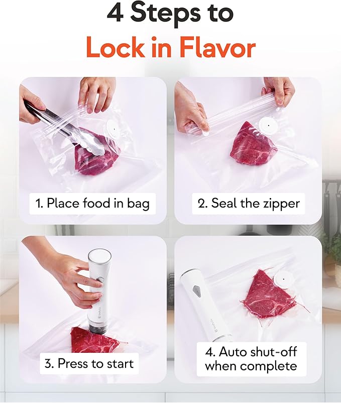 Reusable Vacuum Sealer Bags for Food – 30 Small Vacuum Bags (22x21cm/8.3x8.7in), BPA-Free, Leak-Proof, Odor-Resistant – Compatible with Vacuum Sealers