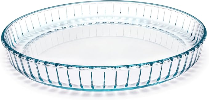 Pie Plate 10.5 Inch, Oven Glass Pie Pan for Baking Pie Crust, Pie Dish with Rippled Edge, Clear Baking Pan