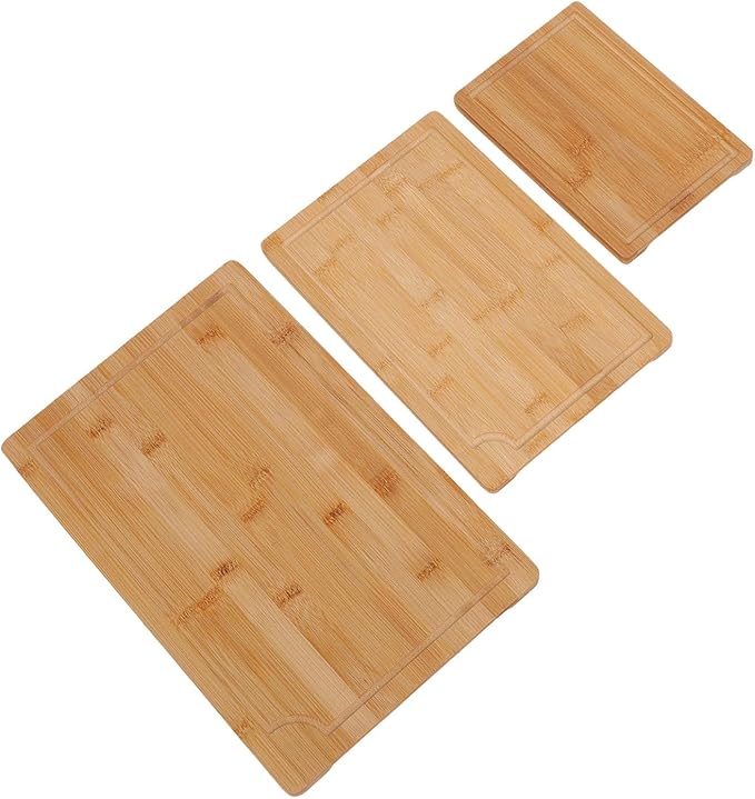 Wood Chopping Board Set With Grooves | Smooth Cleaver Friendly Cutting Boards In Three Sizes For Kitchen Prep And Serving