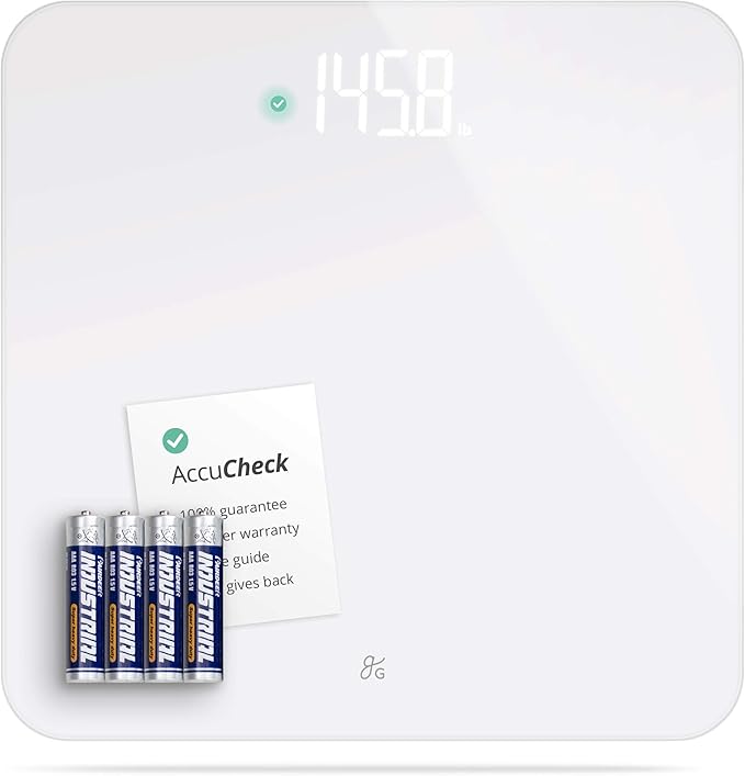 Greater Goods Digital AccuCheck Bathroom Scale for Body Weight, Capacity up to 400 lbs, Batteries Included, White