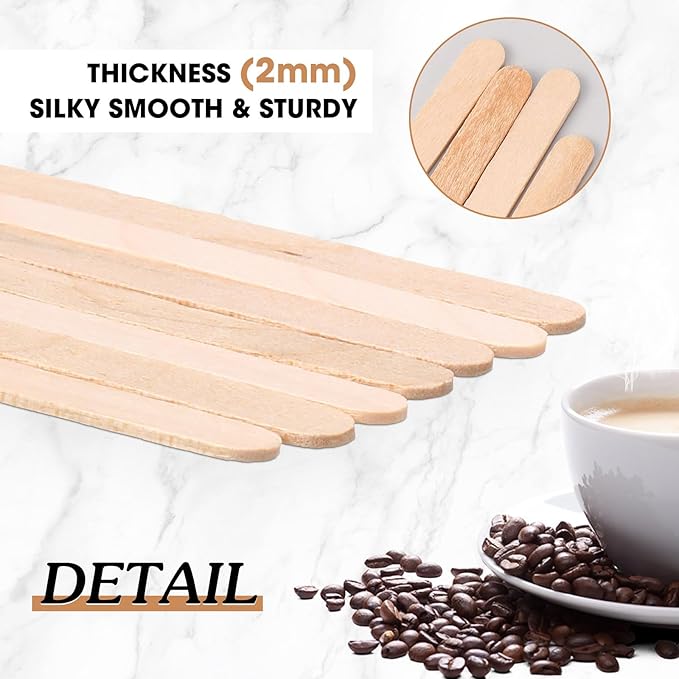 Meanplan 4000 Pack Birch Wood Coffee Stir Sticks 7 Inch Disposable Wooden Coffee Stirrers Bulk Long Tea Stirring Stick Round End Swizzle Beverage Mixer for Cocktail Hot Chocolate Drink Summer
