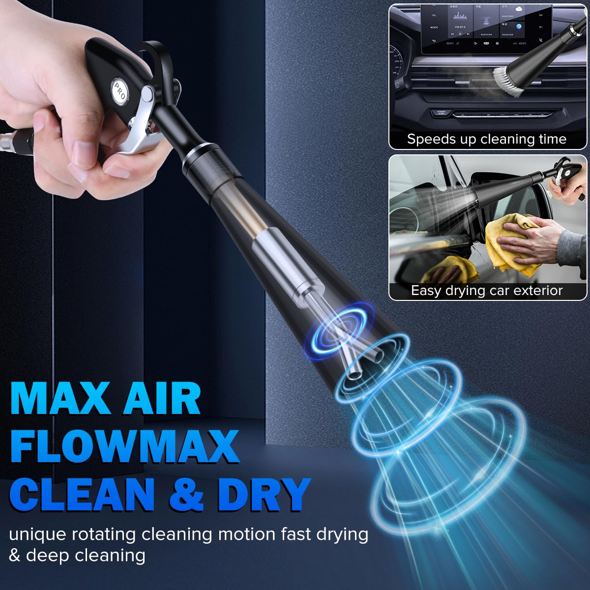 cropyoyo Dry Cleaning Gun,High-Pressure Air Blow Gun,Car Cleaning Gun,Air Nozzle Blow Gun, Car Air Blow Gun with 2 Nozzles,Works with Air Compressor and Quickly removes Surface Dirt and dust