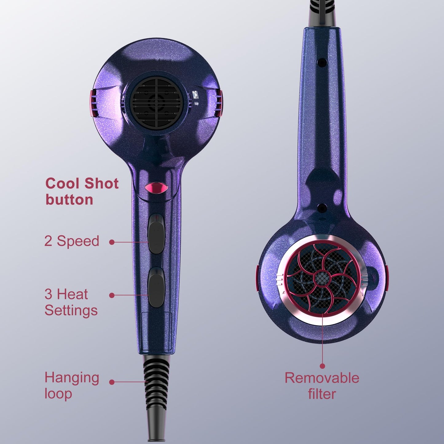 CONFU Hair Dryer, Professional Ionic Salon Blow Dryer with Diffuser for Women and Men, 5X Fast Drying, Powerful and Quiet Hair Blow Dryer for Fast & Easy Styling (1875 Watts)