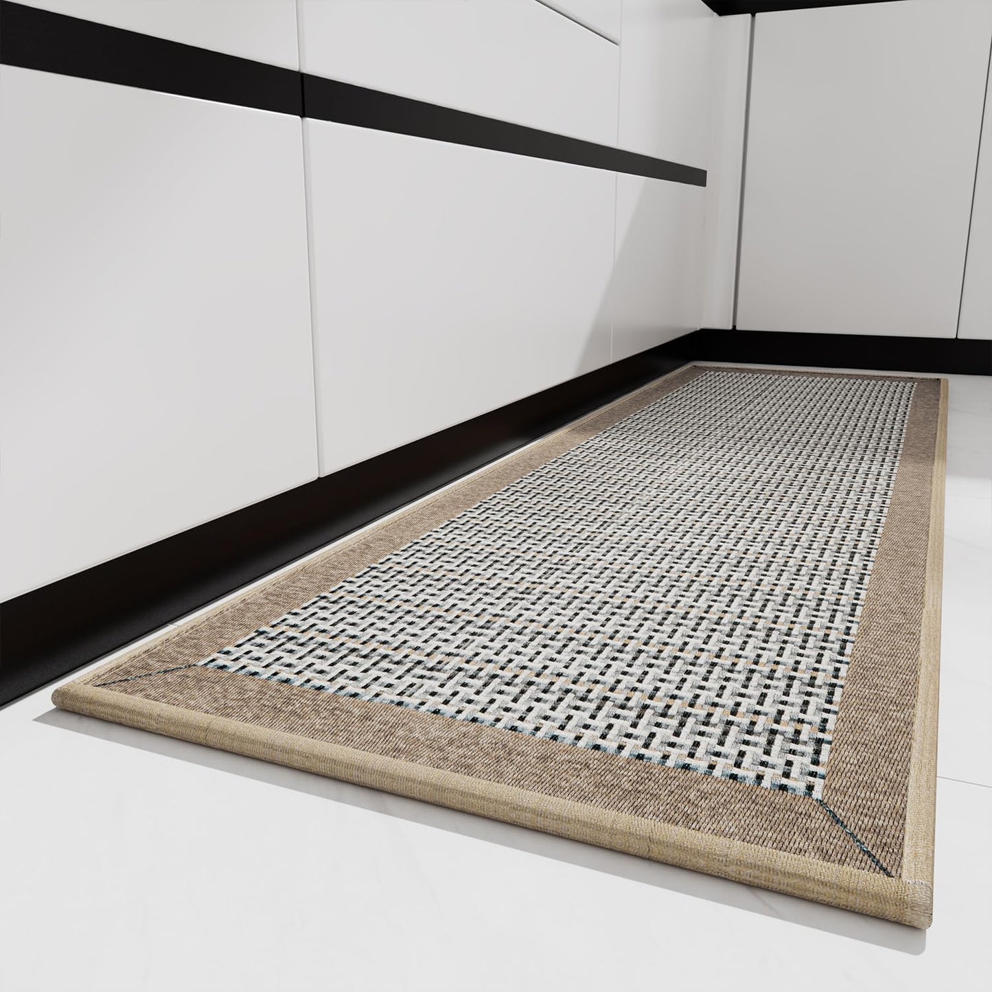 PADOOR Kitchen Mats for Floor, Kitchen Rugs Non Slip Washable, Rubber Backed Kitchen Runner Super Absorbent Kitchen Floor Mat Sink Rug, 25”x59” Brown