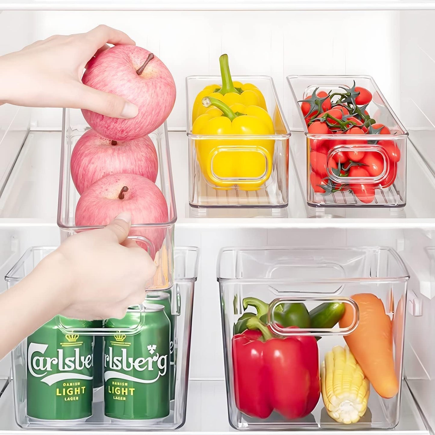 Set of 8 pantry organizers and storage, Clear Plastic Storage Bins for Kitchen Organization, Freeze Storage, Home Edit Containers