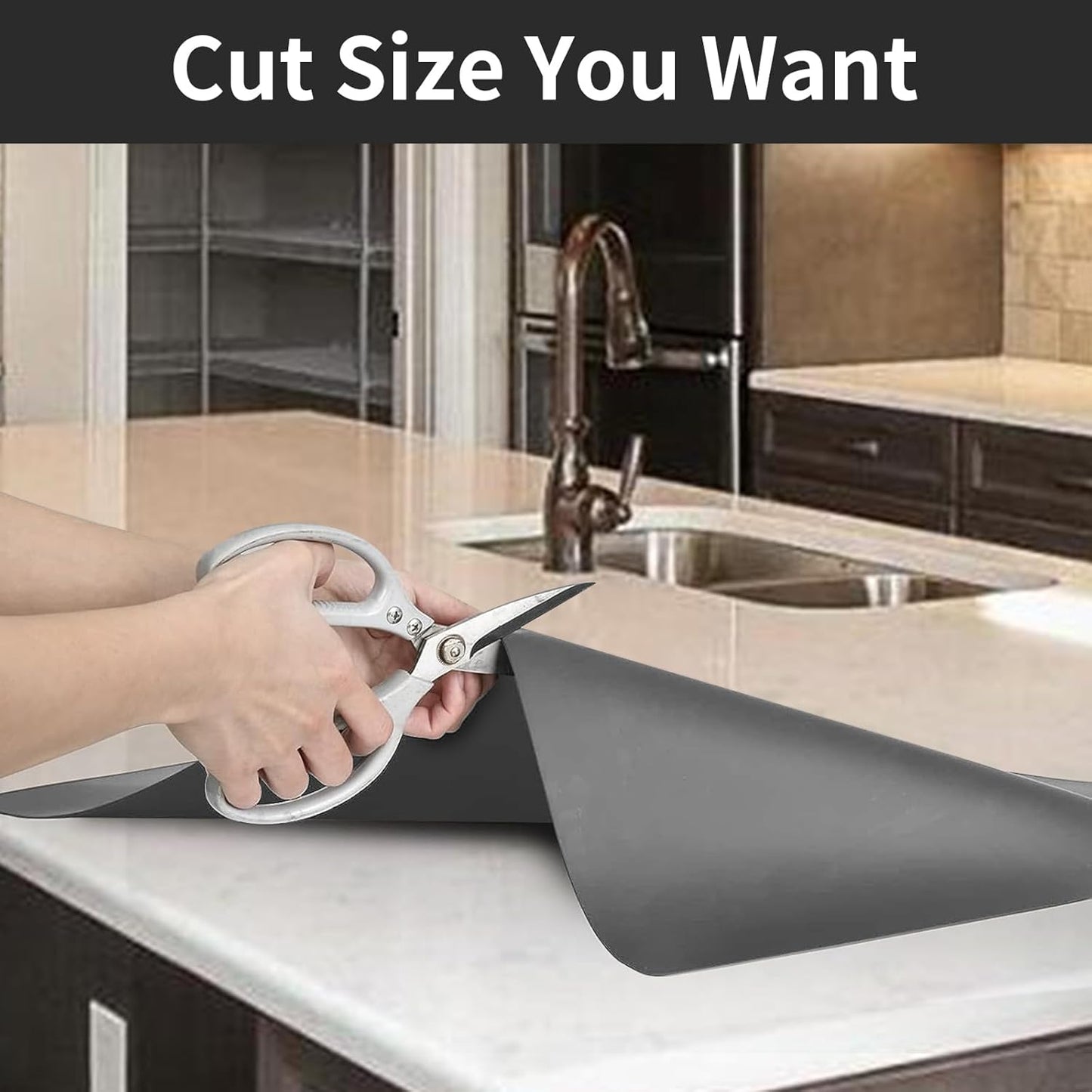 2MM Super Thick Large Silicone Mat, 23.6"x31.5", Non-Slip Heat Resistant, Thicken Kitchen Counter Mats, Waterproof Countertop Protector for Craft (Black)