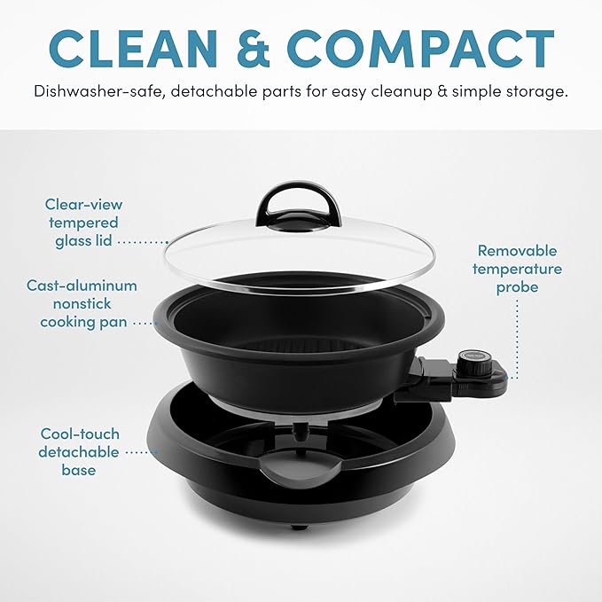 Aroma Housewares ASP-137B 3-Quart/10-inch 3-in-1 Super Pot with Grill Plate, Black