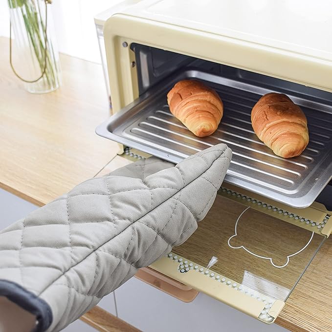 ARCLIBER Oven Mitts 1 Pair of Quilted Terry Cloth Cotton Lining,Extra Long Professional Classic Oven Mitt Heat Resistant Kitchen Oven Gloves,16 Inch