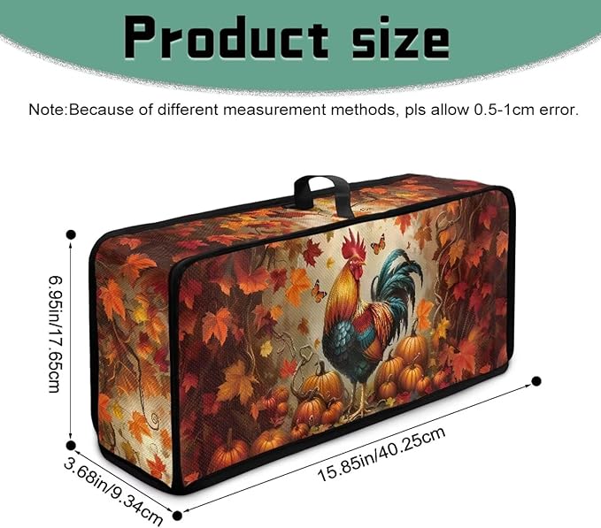 Thanksgiving Toaster Cover 2 Slice Maple Leaf Rooster Cover for 2 Slice Slim Toaster, Water-Resistant Dust Covers for Kitchen Appliances, Machine Washable