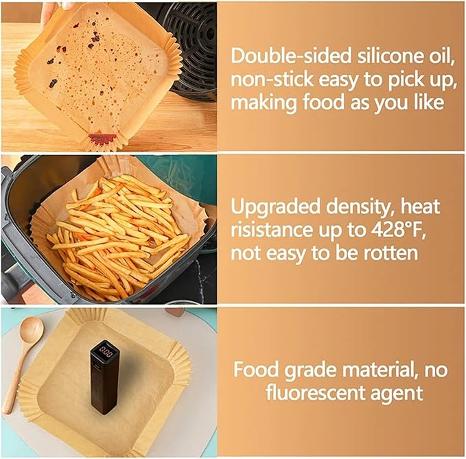 Large Air Fryer Disposable Paper Liners Nonstick 23cm Oven Airfryer Parchment Baking Paper ，Compatible For Ninja，Compatible For COSORI ，Grill Cooking Basket(20cm round,150 Pcs)